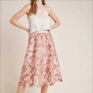 ANTHROPOLOGIE Maeve embroidered floral skirt M